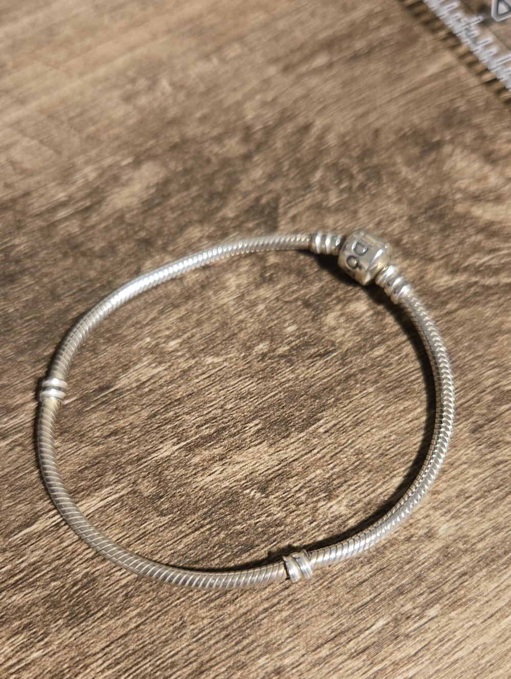 Authentic Pandora Moments Barrel Clasp Snake Chain Bracelet 8" / Sz 21 Sterling